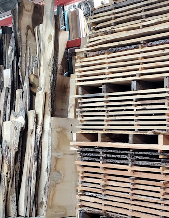 Picture of slabs and lumber in stockSawmill cutting large white oak